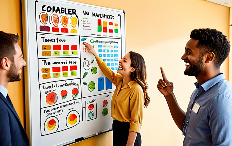 **
"A diverse group of employees collaborating enthusiastically around a whiteboard covered in sustainability goals and ethical value statements, warm lighting, modern office space, B-Corp logo subtly displayed, emphasis on teamwork and positive energy, leader figure facilitating the discussion, natural smiles, vibrant colors, high-resolution."
**